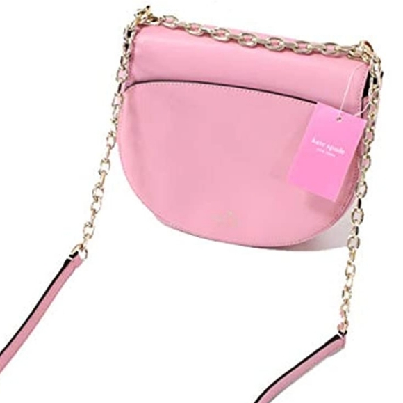 Kate Spade Medium Chain Saddle Bag Pink NWT - Picture 4 of 14